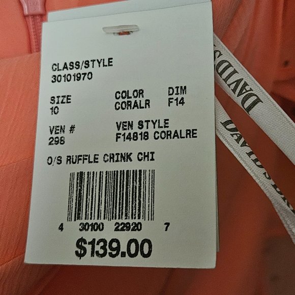 David's Bridal Salmon Peach Dress With Dainty Sequins (new with tags) - Picture 2 of 9